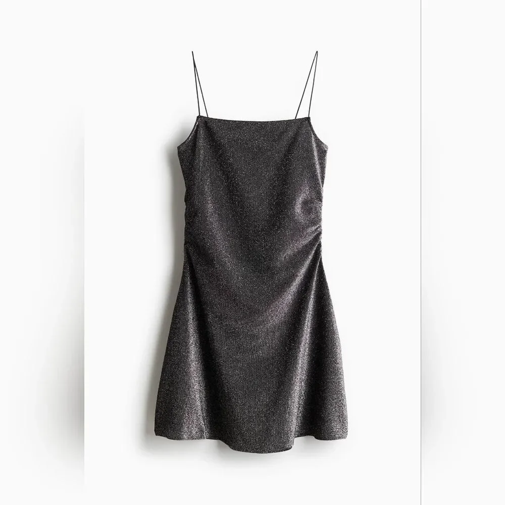 H&M Sparkling Silvery Black Mini Dress Size XL - Picture 12 of 13